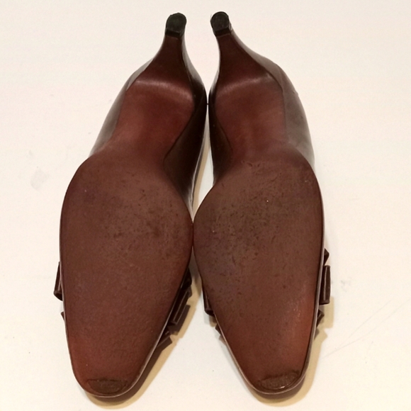 Julianelli Selber Vintage Pump 3" Heel Bronze Size 5.5  (8.75"L 2 .25"W) Leather - Picture 7 of 11